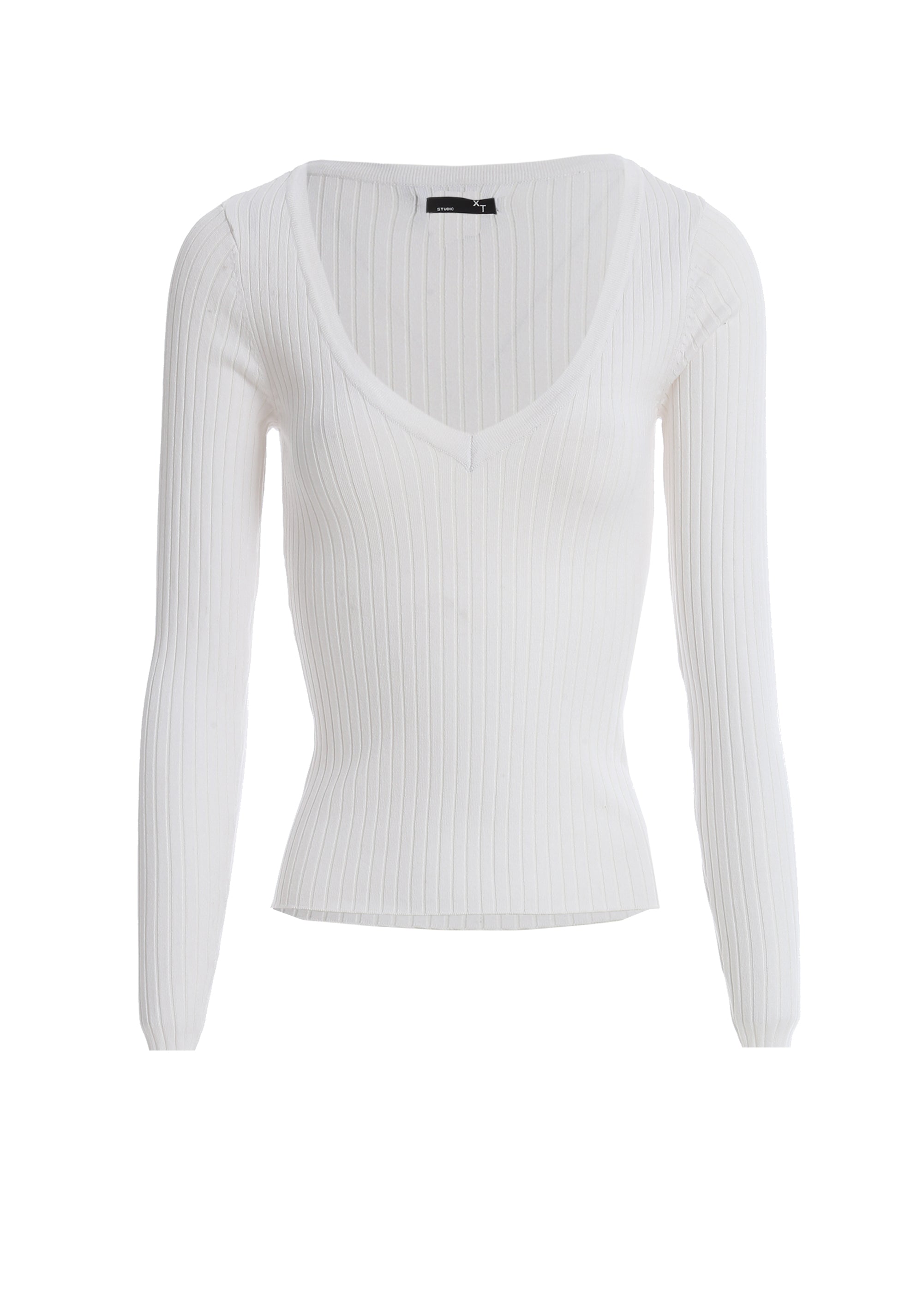 Maglia slim a costine scollo rotondo XT-STUDIO 8059572339096