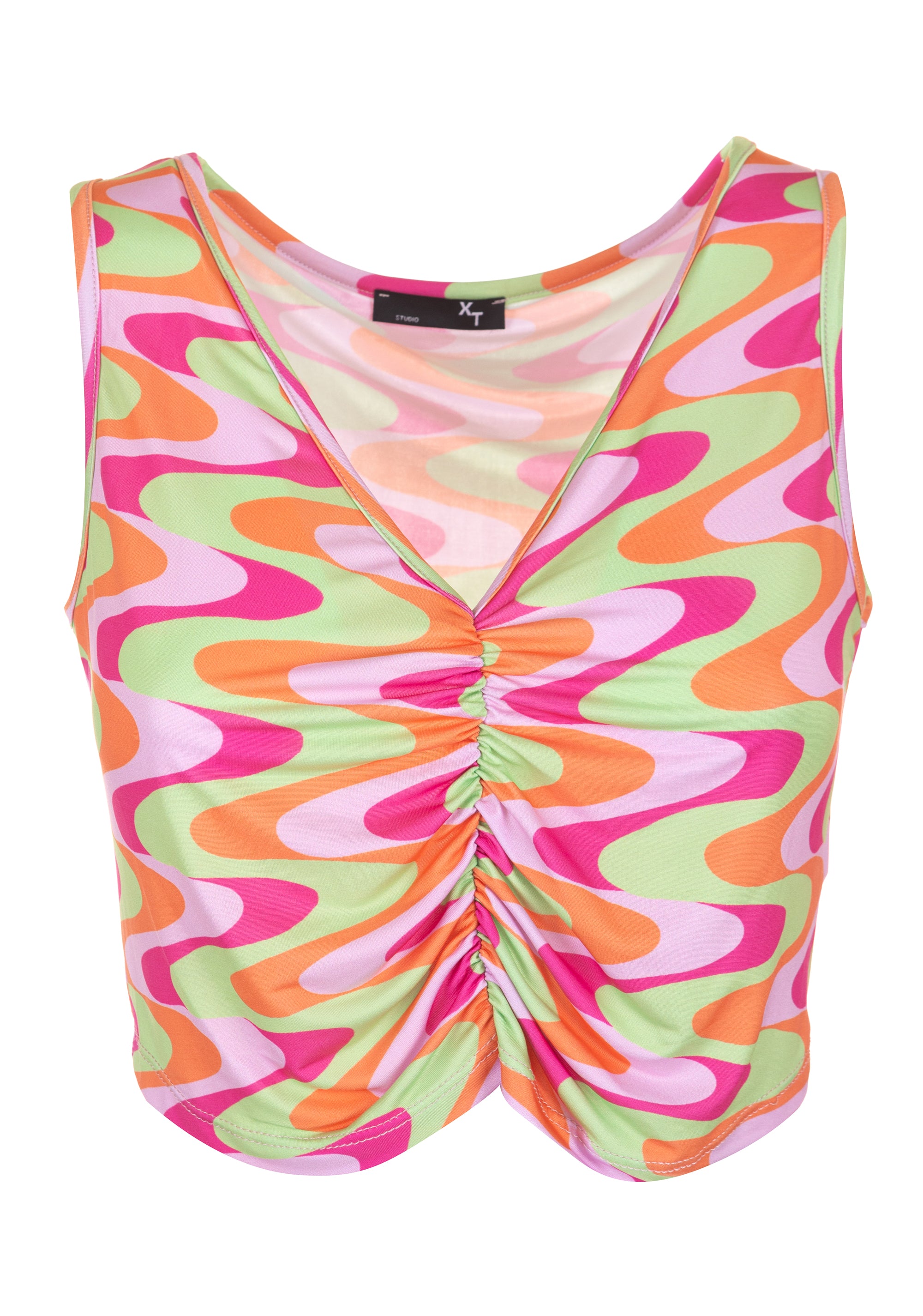 Top slim corto in fantasia geometrica XT-STUDIO X123ST2006J459R8-Q38