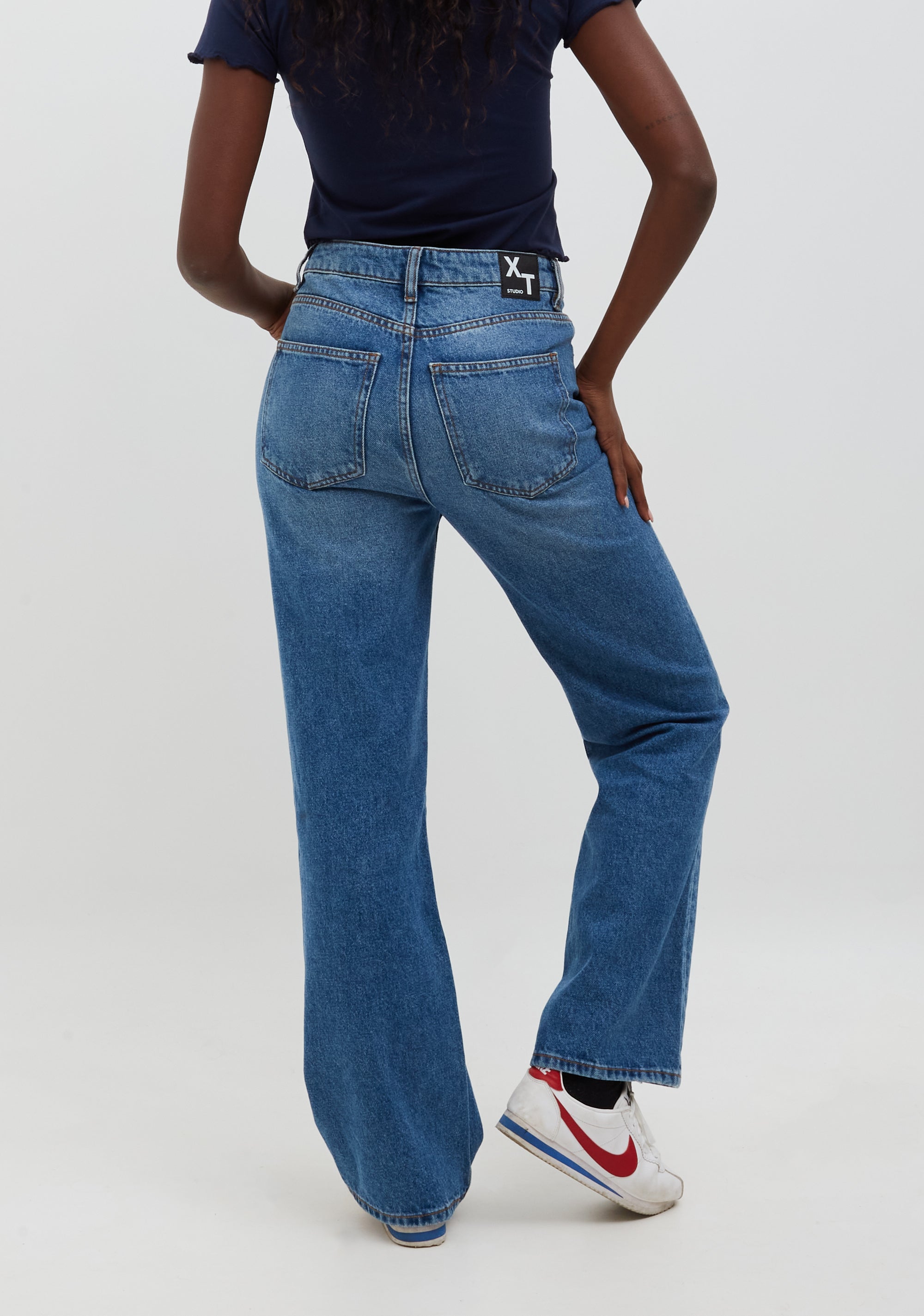 Jeans bootcut in denim con lavaggio medio XT-STUDIO X123SV2002D41902-257-2